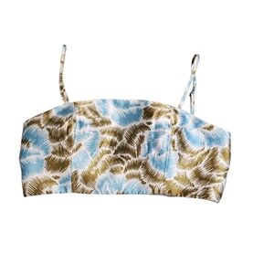 Floral Print Crop Top Sleeveless Cami Blue Brown White Size S